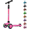 Allek Kick Scooter B03 for Kids - Rose Pink, Adjustable Handlebar, Light-Up Wheels