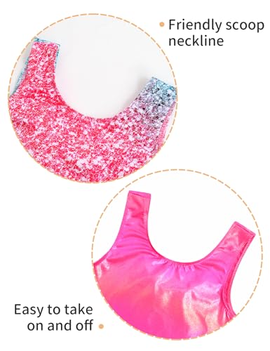 Girls Gymnastics Sparkly Leotard Unitard 9-10 Years Rose Green Pink 2 Pack