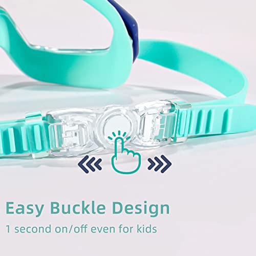 Kids Swim Goggles for Ages 3-15 Anti-Fog No Leak Clear Blue Cyan - Variation of THIS listing