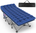 XXL Folding Camping Cot with Mattress - 32in Heavy Duty Portable Bed for Adults, Blue