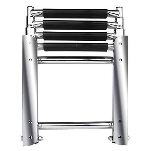 Stainless Steel Pontoon Boat Ladder - Telescopic Marine Deck Ladder with 600 lb Capacity