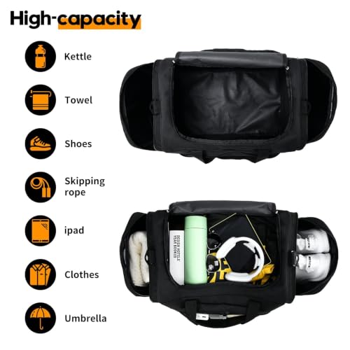 Large 55L Gym Duffle Bag for Men & Women - Black Red Sports Travel Bag