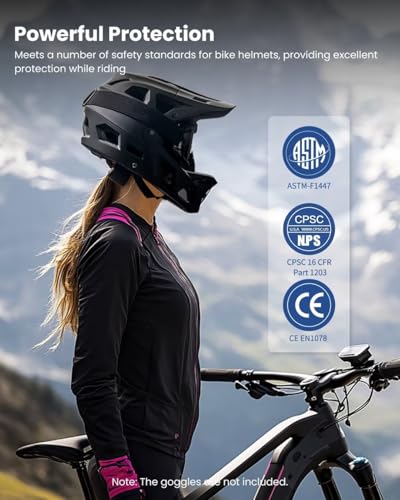 ILM Adult Full Face Mountain Bike Helmet Matte Black Large Lightweight Safety