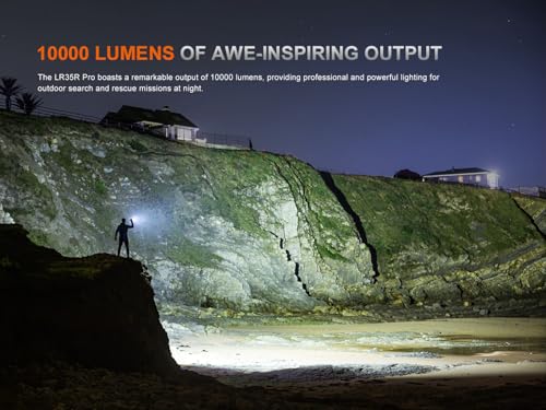 High Power LED Flashlight 10,000 Lumens with Red & UV Light, Waterproof