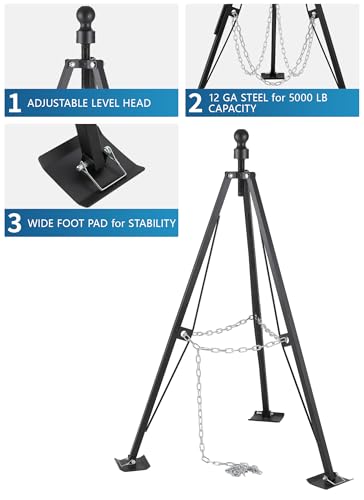 Swellisher 5th Wheel Gooseneck Tripod Stabilizer 5000lbs Load Adjustable Height 35-55" Heavy Duty RV Jack