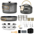 Camping Cookware Set 20 Pieces Pots Pans Cutlery for Outdoor Dining