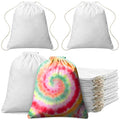 60 Pcs Tie Dye Cotton Drawstring Bags - Bulk White Tote Bags for DIY Crafts 14x16