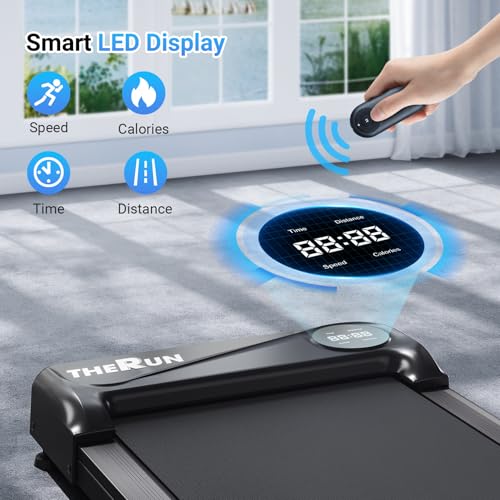 THERUN Portable Under Desk Treadmill Black 2.5HP Walking Jogging Machine