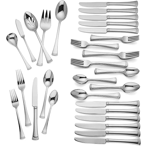 Lenox Portola 65-Piece Flatware Set for 12 - Elegant Stainless Steel Silverware