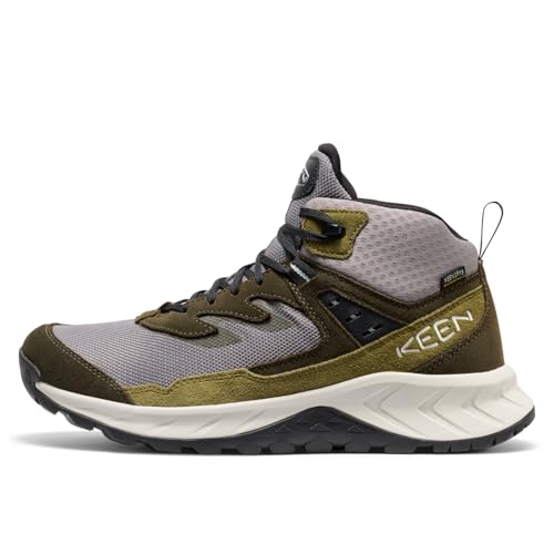 KEEN Men’s Hightrail Mid Waterproof Hiking Boots - Steel Grey/Forest Night 11