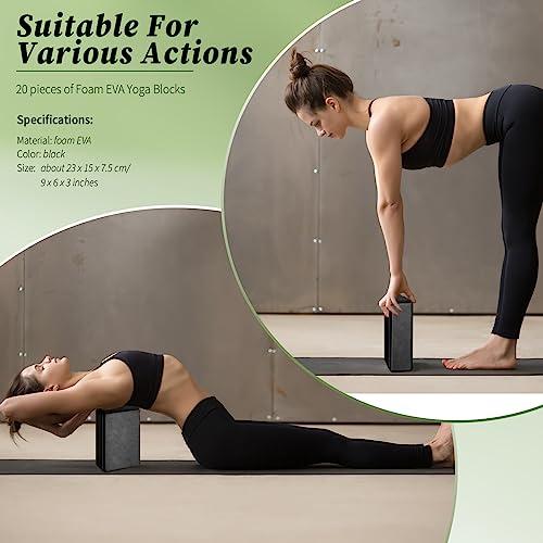 20 Pcs Lightweight Non-Slip Yoga Blocks for Supportive Stretching & Meditation