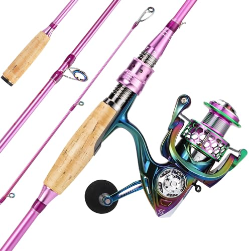 6.9ft Spinning Fishing Rod and Reel Combo for Freshwater Bass Walleye Trout - Colorful, Lightweight