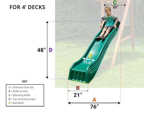2-Piece Plastic Playground Slide for Swing Sets - Green, 90in