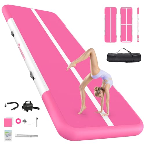 Inflatable Gymnastics Training Mat - 10ft x 3.3ft x 4in Rose Air Track for Home & Gym