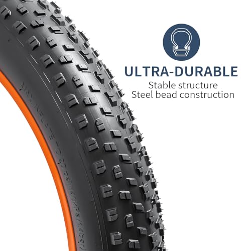 YUNSCM 26-Inch Fat Bike Tires - Set of 2, 4.0 Width, Off-Road & Mountain Compatibility