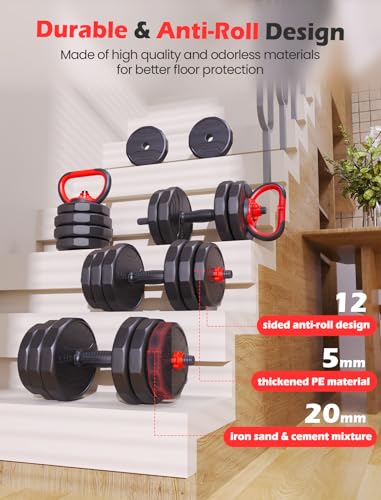 UKEEP 3-in-1 Adjustable Dumbbell Set 55LB - Versatile Home Gym Weights