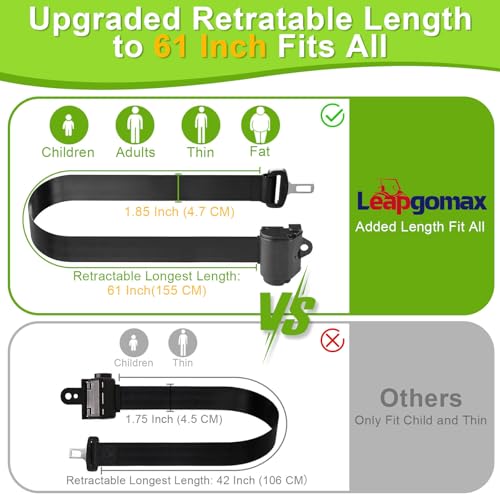 60 Inch Retractable DOT Golf Cart Seat Belts Kit for 4 Passenger EZGO Yamaha Club Car