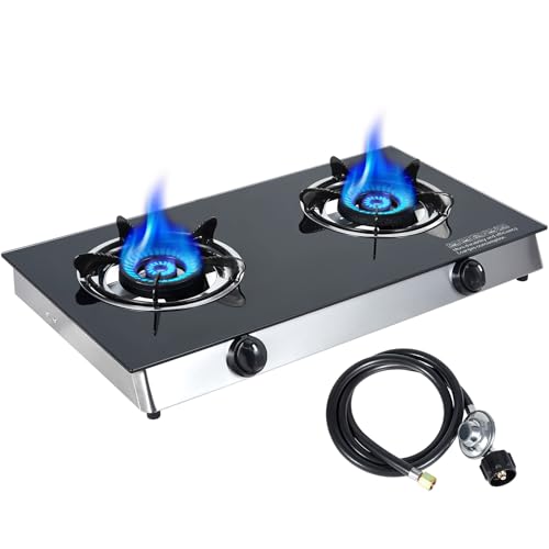 2-Burner Propane Gas Cooktop - Tempered Glass, 30,000 BTU, Portable for Camping & RV — Variation of This Listing
