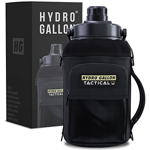 Insulated 1-Gallon Stainless Steel Water Bottle with Tactical Sleeve & Accessories