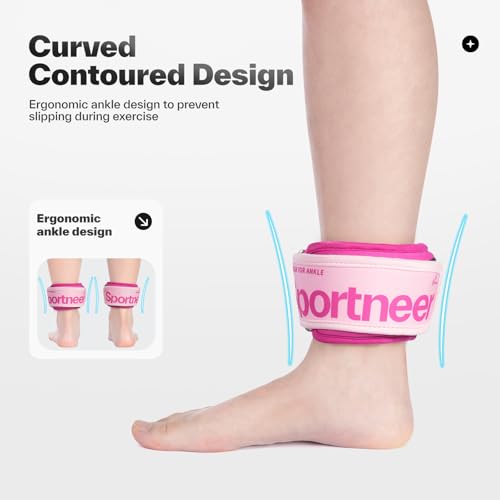 Pink Ankle Weights 0.5 lb Pair - Ergonomic Fitness Leg & Wrist Weights