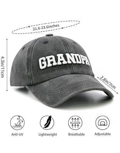 Couple Matching Baseball Cap for Grandpa Grandma Uncle Auntie - Adjustable Embroidered Hat (Black & Pink)