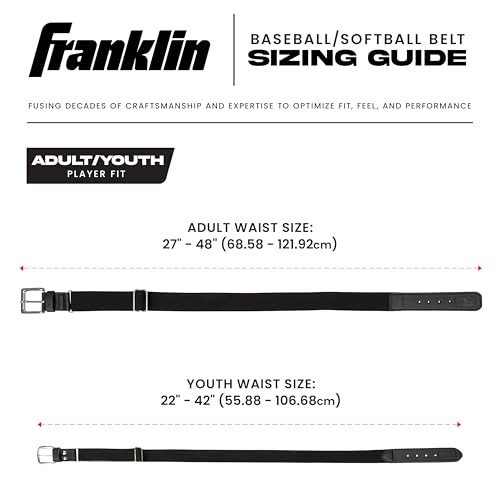 Youth Baseball & Softball Belt - Adjustable 22-42 Inches - Black