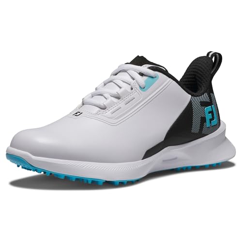 Junior Golf Shoes FJ Fuel Spikeless White Black Blue 3 Big Kid