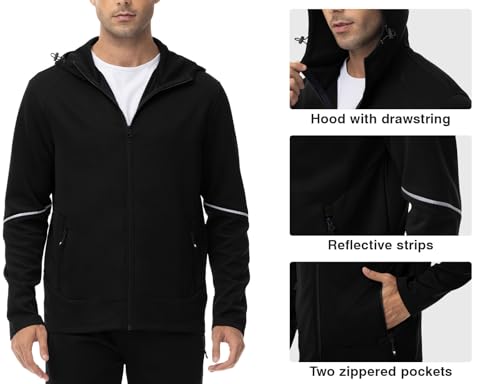 Men's 2-Piece Track Sweat Suit Set with Hood - Black, 4X-Large