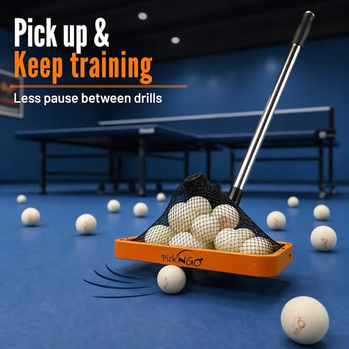 Ping Pong Ball Picker Tool for Table Tennis - Orange & Black - Fast & Safe Collection Accessory