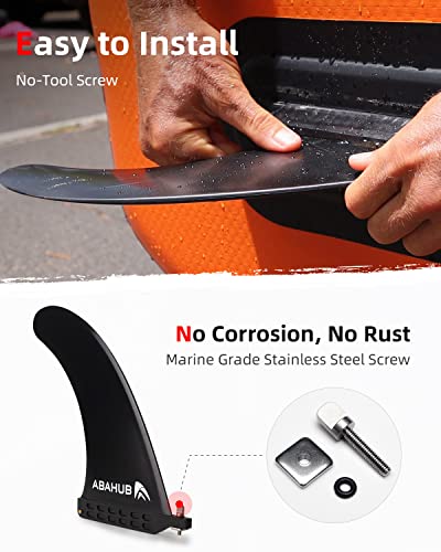 Abahub 9'' Paddleboard Fin with Screw - Black Center Fin for SUP & Surf