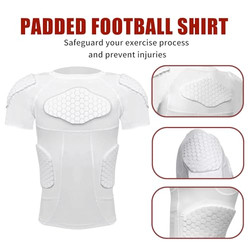 Mens White Padded Compression Football Shirt Impact Ribs Chest Protector Small