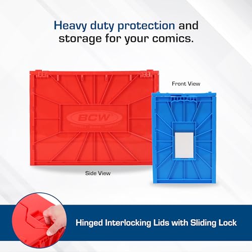 BCW Comic Book Storage Bin 150 Capacity Blue & Red 2-Pack Organizer
