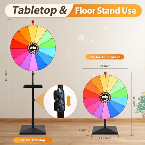 AugFir 24-Inch Adjustable Height Prize Wheel for Parties & Events