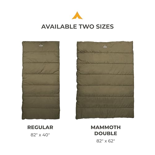 TETON Sports Evergreen 20F Sleeping Bag Night Olive All-Season Camping Gear