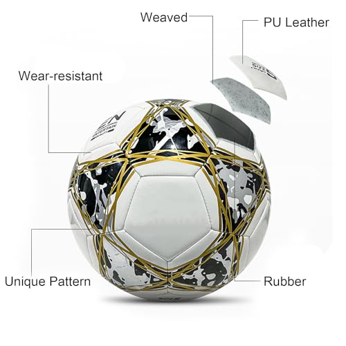 Blue Size 5 Soccer Ball Thicker Leather Practice Training Boys Girls Gift