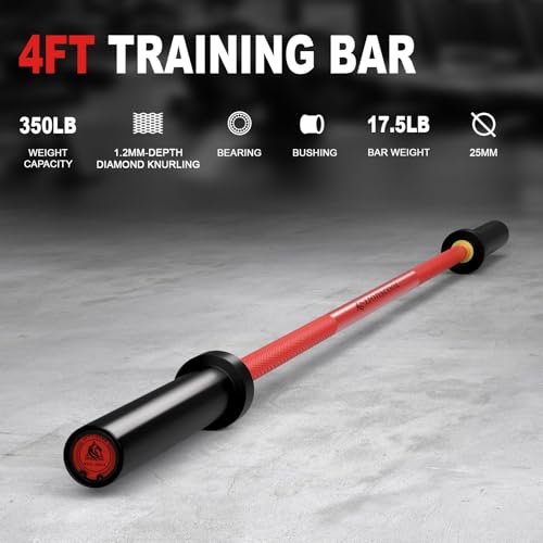 4FT Olympic Barbell for Strength Training - Red & Black Variation