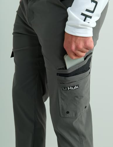 Men's HUK Icon Pro Pant - Performance Fishing Cargo Pants - Volcanic Ash 34