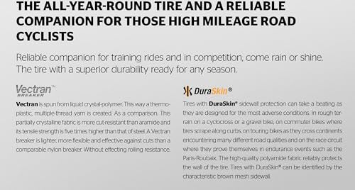 Continental Grand Prix 4-Season Road Bike Tire 700x25 Black - All-Weather Duraskin & Vectran