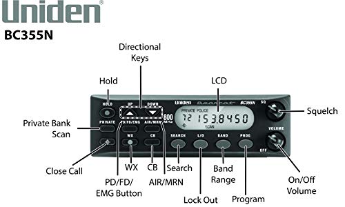 Uniden BC355N 300-Channel Analog Scanner - One Size, Close Call Capture, NOAA Weather, Aviation & Marine