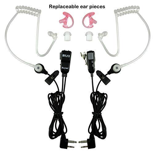 Two-Way Radio Headset with Noise Canceling Earpiece for Midland GMRS/FRS – Pair
