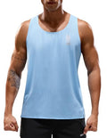 Men's Seamless Running Singlet Quick Dry Marathon Tank Top - Light Blue Medium