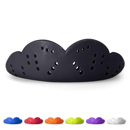 SISU Max Mouthguard, Charcoal Black - 50% Stronger, Maximum Protection for Rugby, MMA, Boxing, Lacrosse, Football, Hockey, High-Impact Sports - Adult Fit, Remoldable Up to 20 Times, Works for Braces