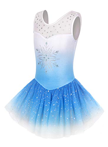 Girls Ballet Leotard 4-5T Snow Blue Sparkly Dance Tutu Outfit