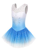 Girls Ballet Leotard 4-5T Snow Blue Sparkly Dance Tutu Outfit