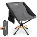 DuraBilt Portable Folding Swivel Chair - Gray & Black Outdoor Camping Seat