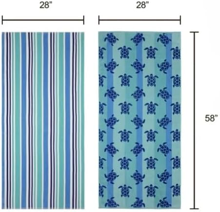 Stripe Cotton Beach Towels - Soft, Quick-Drying & Absorbent | 2-Pack in Teal