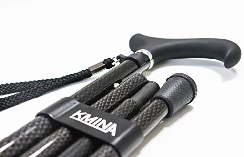 Foldable Carbon Fiber Walking Cane for Men and Women - Adjustable, Lightweight, Soft Grip, Black - PRO Model