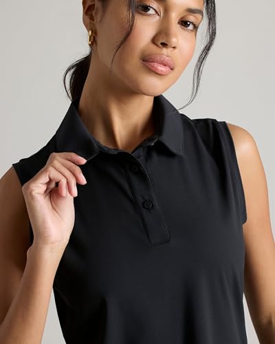 Rhone Women's Course to Court Sleeveless Polo - Medium Black UPF 50+ Performance Golf Shirt