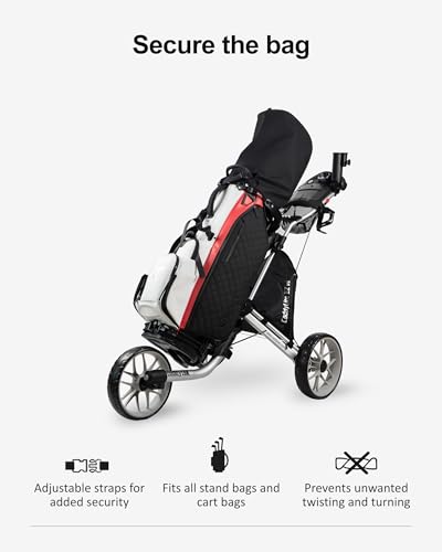 Caddytek EZ-Fold 3-Wheel Golf Push Cart - Dark Grey, Lightweight & Compact