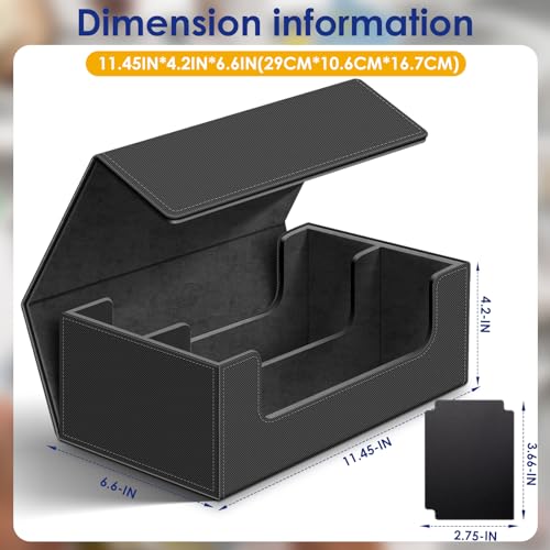 1200+ Card Deck Case Black Leather Magnetic Storage for Trading Cards